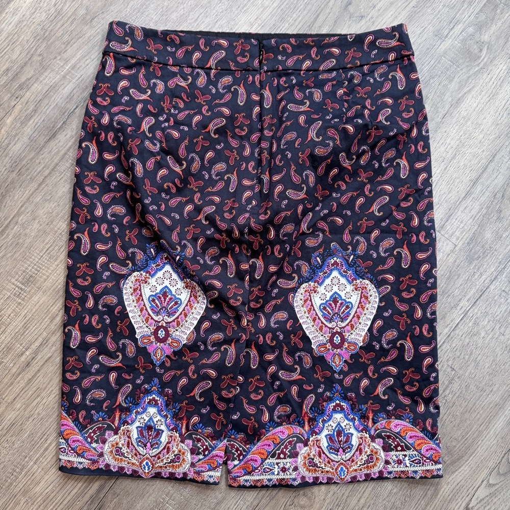 J. Crew The Pencil Skirt Paisley Pattern - Size 0 - Picture 4 of 9
